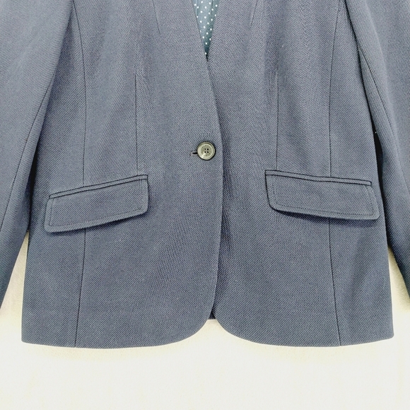 New Talbots Navy Cotton/ Nylon One Button Blazer P6972 - Picture 2 of 9